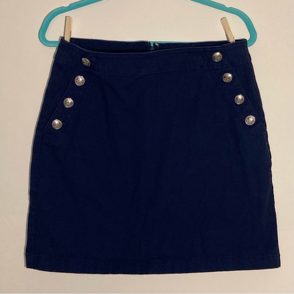 LOFT Navy Blue Nautical Mini Skirt | Size 10 P | Sailing Outfit | Summer BBQ - Picture 1 of 9
